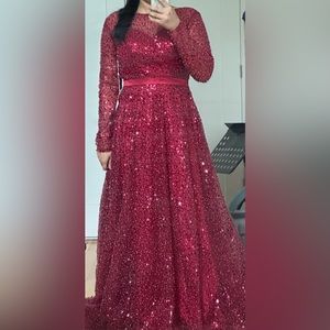 Burgundy gown with train US Size 4